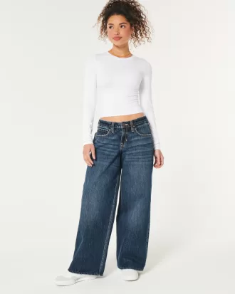 Low-Rise Dark Wash Super Baggy Jeans,Low-Rise Dark Wash Super Baggy Jeans
