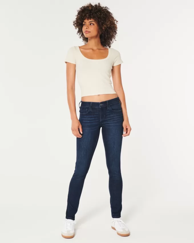 Low-Rise Dark Wash Super Skinny Jeans,Low-Rise Dark Wash Super Skinny Jeans