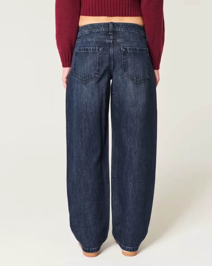 Low-Rise Dark Wash Tapered Baggy Jeans,Low-Rise Dark Wash Tapered Baggy Jeans