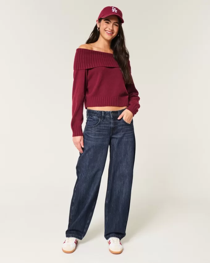 Low-Rise Dark Wash Tapered Baggy Jeans,Low-Rise Dark Wash Tapered Baggy Jeans