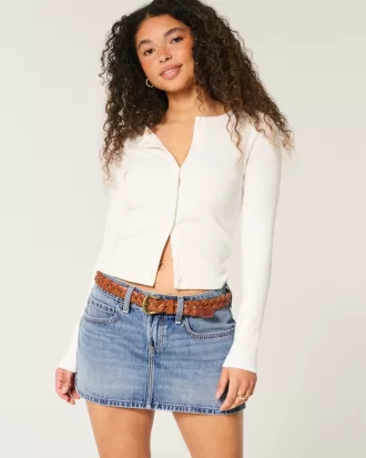 Low-Rise Denim Mini Skort,Low-Rise Denim Mini Skort