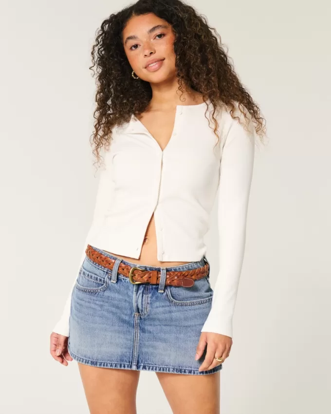 Low-Rise Denim Mini Skort,Low-Rise Denim Mini Skort