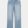 Low-Rise Distressed Medium Wash Relaxed Straight Jeans,Low-Rise Distressed Medium Wash Relaxed Straight Jeans