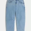 Low-Rise Embroidered Shells Medium Wash Tapered Baggy Ankle Jeans,Low-Rise Embroidered Shells Medium Wash Tapered Baggy Ankle Jeans