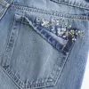 Low-Rise Floral Embroidered Medium Wash Baggy Jeans,Low-Rise Floral Embroidered Medium Wash Baggy Jeans