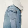 Low-Rise Floral Embroidered Medium Wash Baggy Jeans,Low-Rise Floral Embroidered Medium Wash Baggy Jeans