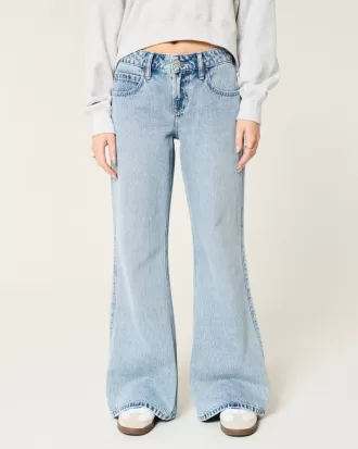 Low-Rise Light Wash Baggy Flare Jeans,Low-Rise Light Wash Baggy Flare Jeans