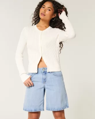 Low-Rise Light Wash Baggy Jort,Low-Rise Light Wash Baggy Jort