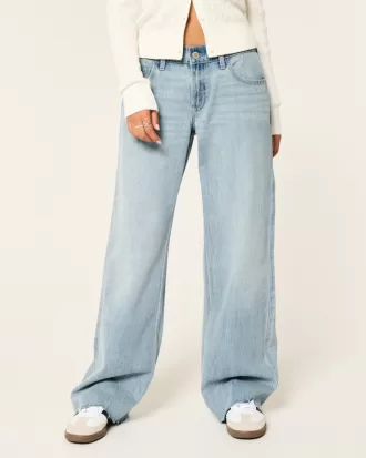 Low-Rise Light Wash Comfort Waistband Baggy Jeans,Low-Rise Light Wash Comfort Waistband Baggy Jeans