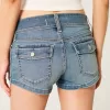 Low-Rise Light Wash Denim Shortie Shorts,Low-Rise Light Wash Denim Shortie Shorts