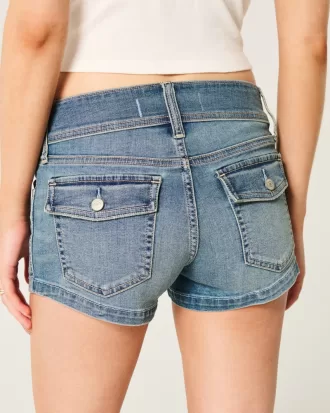 Low-Rise Light Wash Denim Shortie Shorts,Low-Rise Light Wash Denim Shortie Shorts