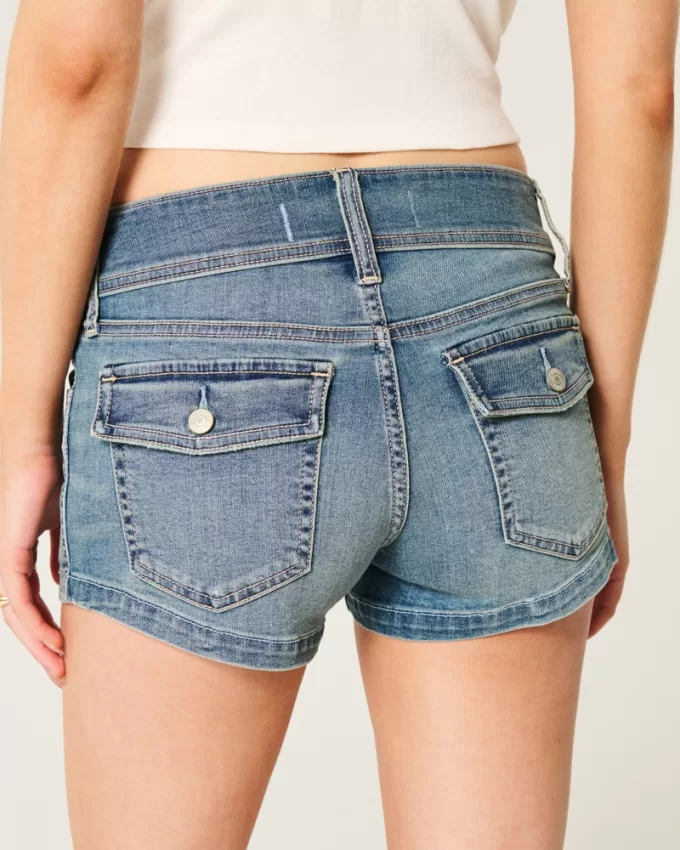 Low-Rise Light Wash Denim Shortie Shorts,Low-Rise Light Wash Denim Shortie Shorts