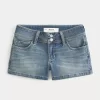 Low-Rise Light Wash Denim Shortie Shorts,Low-Rise Light Wash Denim Shortie Shorts