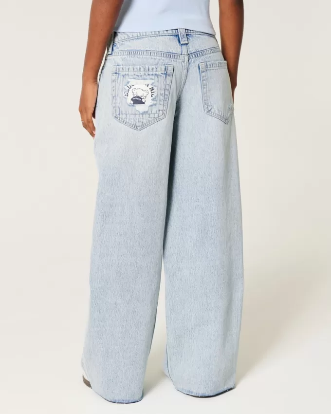 Low-Rise Light Wash Patchwork Super Baggy Jeans,Low-Rise Light Wash Patchwork Super Baggy Jeans