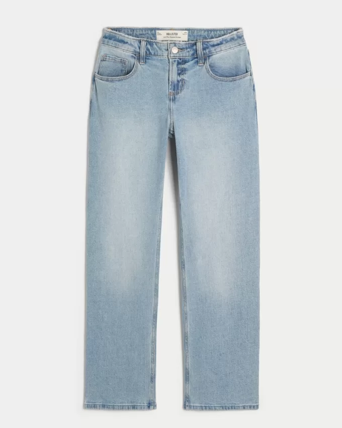Low-Rise Light Wash Relaxed Straight Jeans,Low-Rise Light Wash Relaxed Straight Jeans