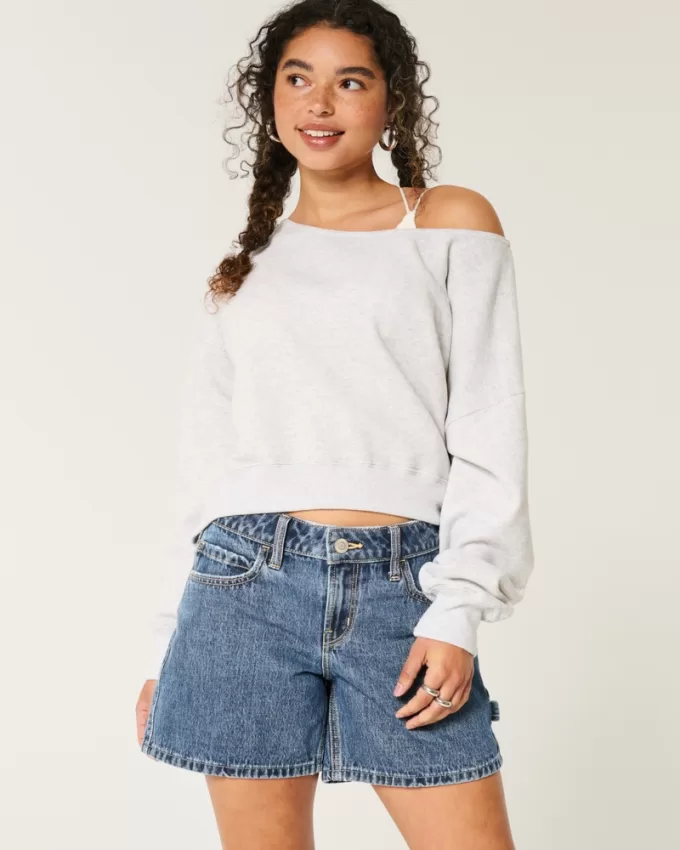 Low-Rise Medium Dark Wash Baggy Denim Carpenter Shorts 5″,Low-Rise Medium Dark Wash Baggy Denim Carpenter Shorts 5″