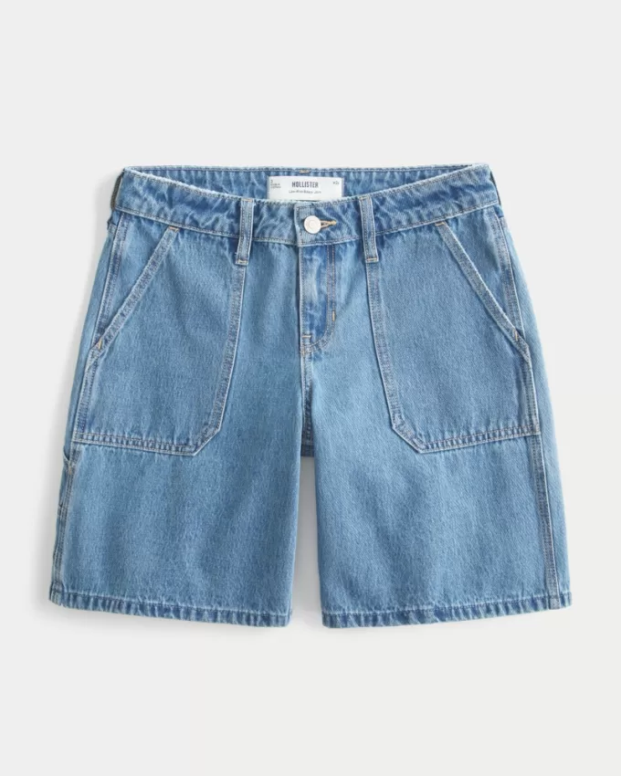 Low-Rise Medium Wash Baggy Carpenter Jort,Low-Rise Medium Wash Baggy Carpenter Jort