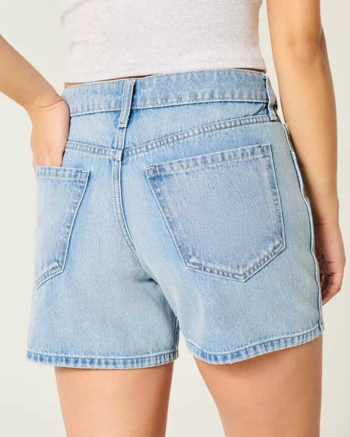 Low-Rise Medium Wash Baggy Denim Shorts 5″,Low-Rise Medium Wash Baggy Denim Shorts 5″