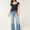 Low-Rise Medium Wash Baggy Flare Jeans,Low-Rise Medium Wash Baggy Flare Jeans