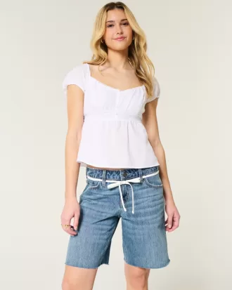 Low-Rise Medium Wash Baggy Jort,Low-Rise Medium Wash Baggy Jort