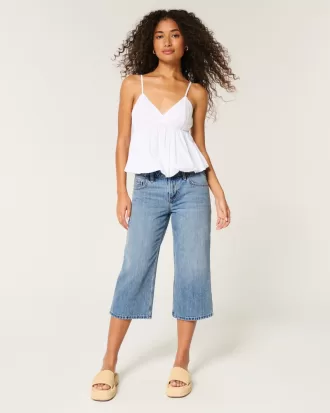 Low-Rise Medium Wash Capri Jeans,Low-Rise Medium Wash Capri Jeans