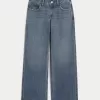 Low-Rise Medium Wash Comfort Waistband Baggy Jeans,Low-Rise Medium Wash Comfort Waistband Baggy Jeans