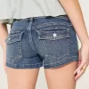 Low-Rise Medium Wash Denim Shortie Shorts,Low-Rise Medium Wash Denim Shortie Shorts
