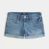 Low-Rise Medium Wash Denim Shorts,Low-Rise Medium Wash Denim Shorts