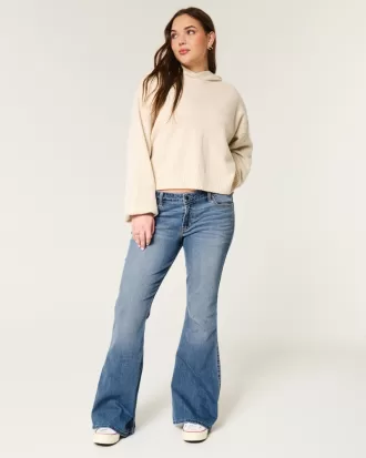 Low-Rise Medium Wash Flare Jeans,Low-Rise Medium Wash Flare Jeans