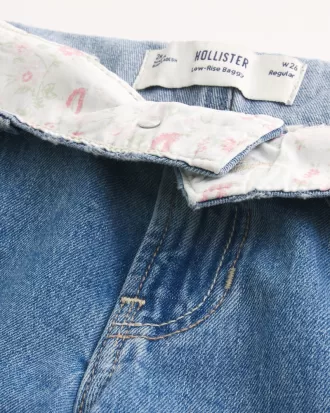 Low-Rise Medium Wash Foldover Waist Baggy Jean,Low-Rise Medium Wash Foldover Waist Baggy Jean