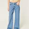 Low-Rise Medium Wash Foldover Waist Baggy Jean,Low-Rise Medium Wash Foldover Waist Baggy Jean