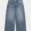 Low-Rise Medium Wash Graphic Patch Extreme Baggy Jeans,Low-Rise Medium Wash Graphic Patch Extreme Baggy Jeans