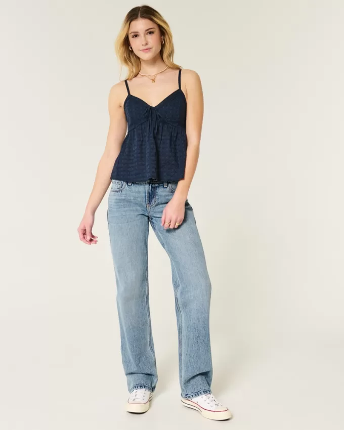 Low-Rise Medium Wash Loose Jeans,Low-Rise Medium Wash Loose Jeans