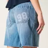 Low-Rise Medium Wash Number Graphic Baggy Jort,Low-Rise Medium Wash Number Graphic Baggy Jort