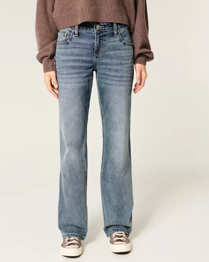 Low-Rise Medium Wash Relaxed Straight Jeans,Low-Rise Medium Wash Relaxed Straight Jeans