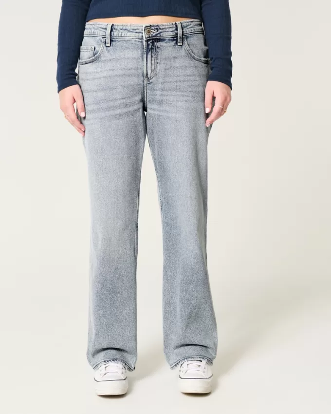 Low-Rise Medium Wash Relaxed Straight Jeans,Low-Rise Medium Wash Relaxed Straight Jeans
