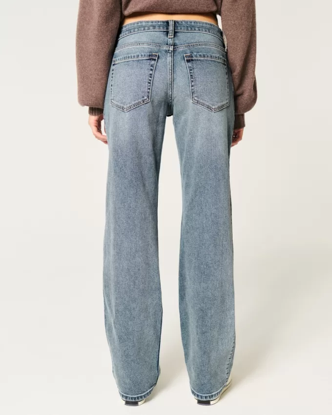 Low-Rise Medium Wash Relaxed Straight Jeans,Low-Rise Medium Wash Relaxed Straight Jeans