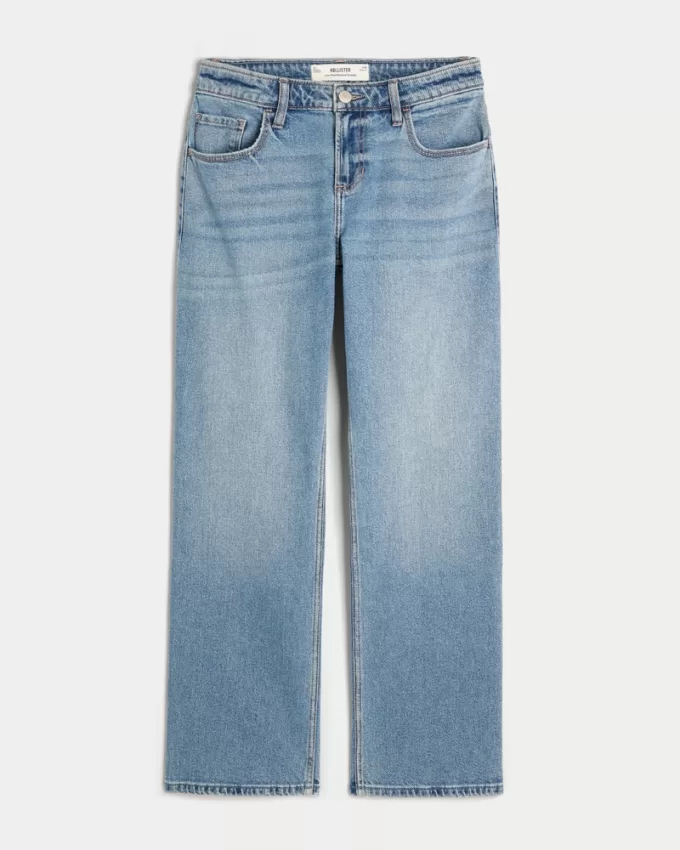 Low-Rise Medium Wash Relaxed Straight Jeans,Low-Rise Medium Wash Relaxed Straight Jeans