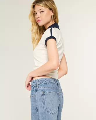 Low-Rise Medium Wash Studded Baggy Jeans,Low-Rise Medium Wash Studded Baggy Jeans