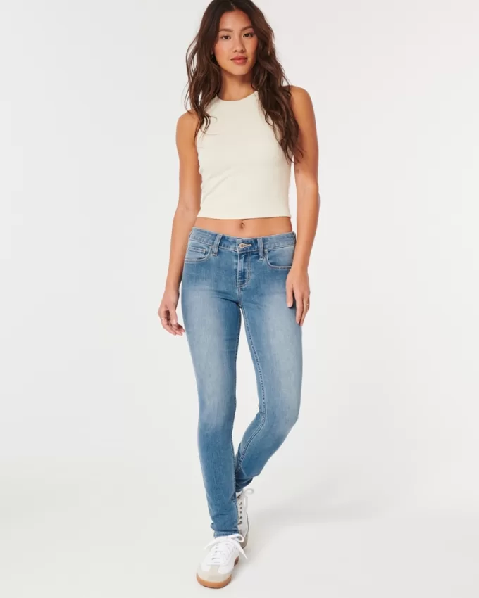 Low-Rise Medium Wash Super Skinny Jeans,Low-Rise Medium Wash Super Skinny Jeans