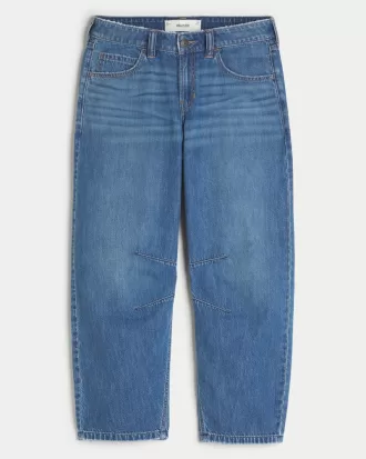 Low-Rise Medium Wash Tapered Baggy Ankle Jeans,Low-Rise Medium Wash Tapered Baggy Ankle Jeans