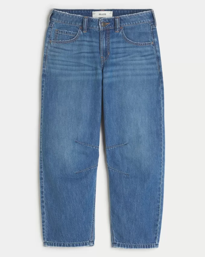 Low-Rise Medium Wash Tapered Baggy Ankle Jeans,Low-Rise Medium Wash Tapered Baggy Ankle Jeans