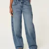 Low-Rise Medium Wash Tapered Baggy Jeans,Low-Rise Medium Wash Tapered Baggy Jeans
