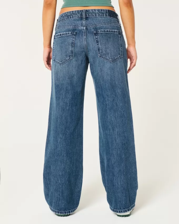 Low-Rise Ripped Dark Wash Baggy Jeans,Low-Rise Ripped Dark Wash Baggy Jeans