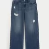 Low-Rise Ripped Dark Wash Baggy Jeans,Low-Rise Ripped Dark Wash Baggy Jeans