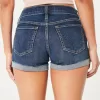 Low-Rise Ripped Dark Wash Denim Shorts,Low-Rise Ripped Dark Wash Denim Shorts