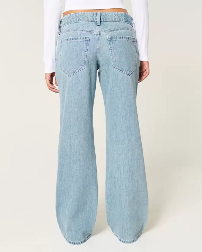 Low-Rise Ripped Light Wash Baggy Jeans,Low-Rise Ripped Light Wash Baggy Jeans