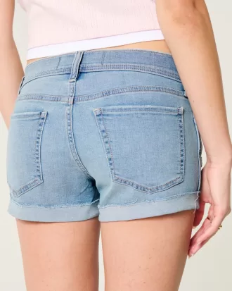 Low-Rise Ripped Light Wash Denim Shortie Shorts,Low-Rise Ripped Light Wash Denim Shortie Shorts