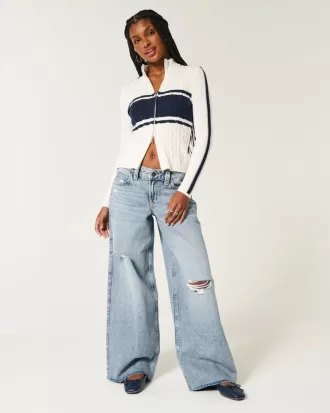 Low-Rise Ripped Medium Wash Super Baggy Jeans,Low-Rise Ripped Medium Wash Super Baggy Jeans