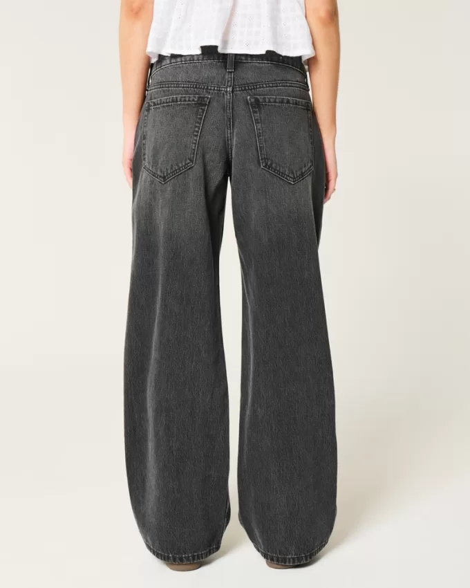 Low-Rise Washed Black Baggy Jeans,Low-Rise Washed Black Baggy Jeans